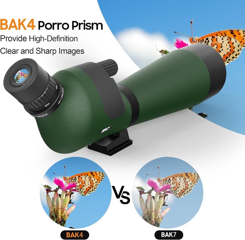 IBQ 20-60x85 Spotting Scope, Spotting scopes for Target Shooting, Spotting scopes for Hunting, BAK4 High Definition Waterproof Spotter Scopes for Bird Watching,with Tripod - Image 2